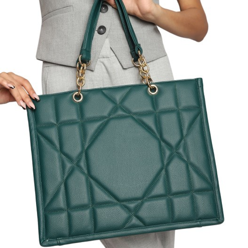 Textured Structured Quilted Tote Bag