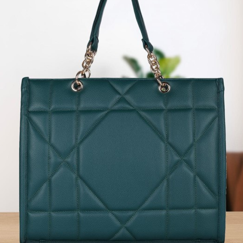 Textured Structured Quilted Tote Bag
