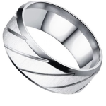 Men Silver Plated Stainless Steel Twill Band Finger Ring